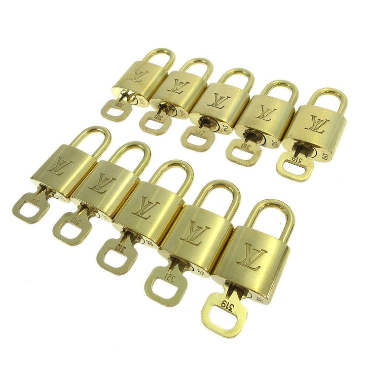 LOUIS VUITTON Padlock & Key Bag Accessories Charm 10 Piece Set Gold 50379