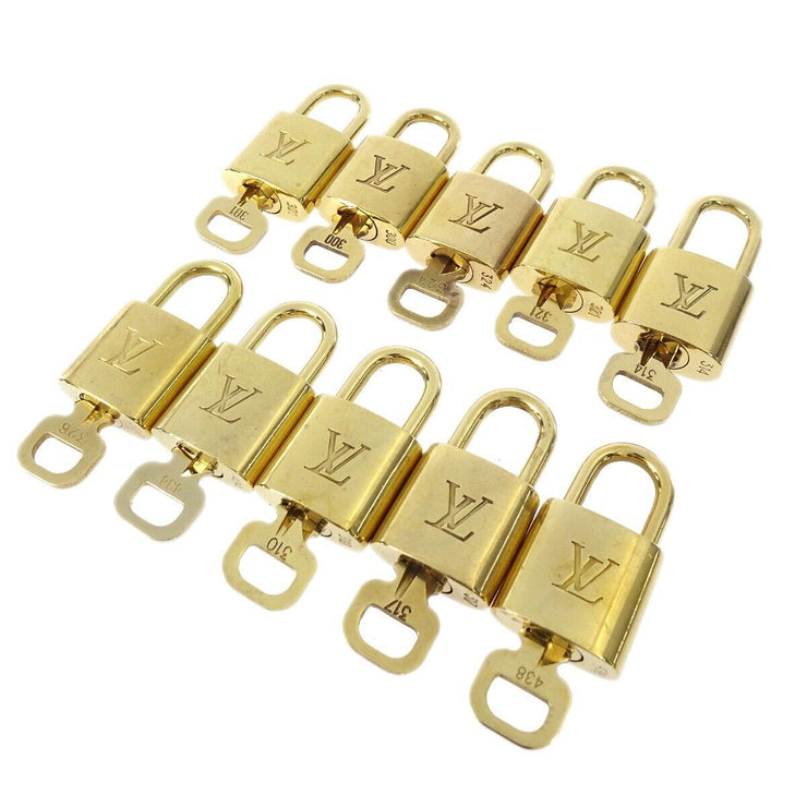 LOUIS VUITTON Padlock & Key Bag Accessories Charm 10 Piece Set Gold 42375