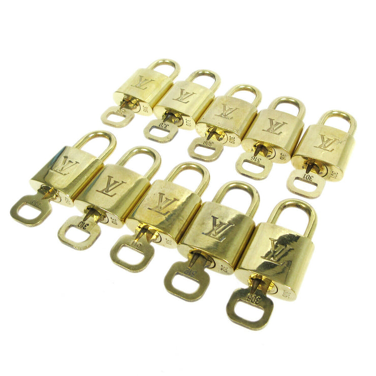 LOUIS VUITTON Padlock & Key Bag Accessories Charm 10 Piece Set Gold 82209