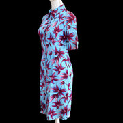 VERSACE Floral Short Sleeve One Piece Dress Light Blue Purple #42/28 AK38500h