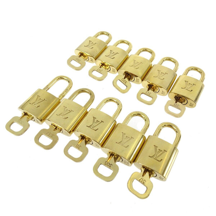 LOUIS VUITTON Padlock & Key Bag Accessories Charm 10 Piece Set Gold 11300