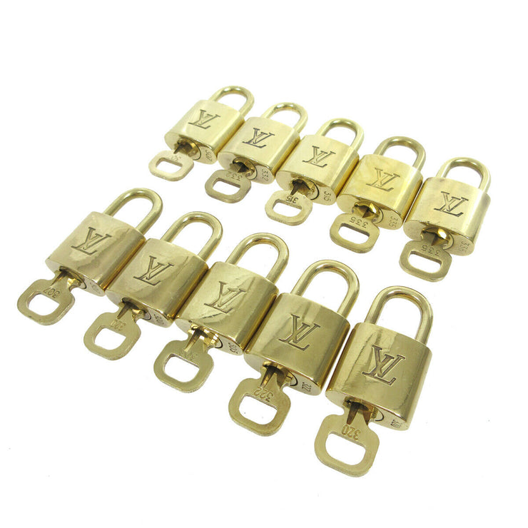 LOUIS VUITTON Padlock & Key Bag Accessories Charm 10 Piece Set Gold 35934