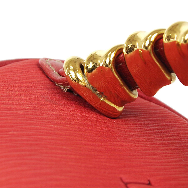 LOEWE Logo Velazquez Shoulder Bag Leather Scarlet Gold Made In