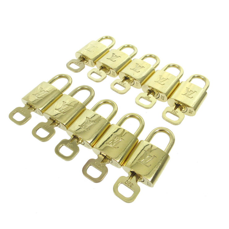 LOUIS VUITTON Padlock & Key Bag Accessories Charm 10 Piece Set Gold 36941