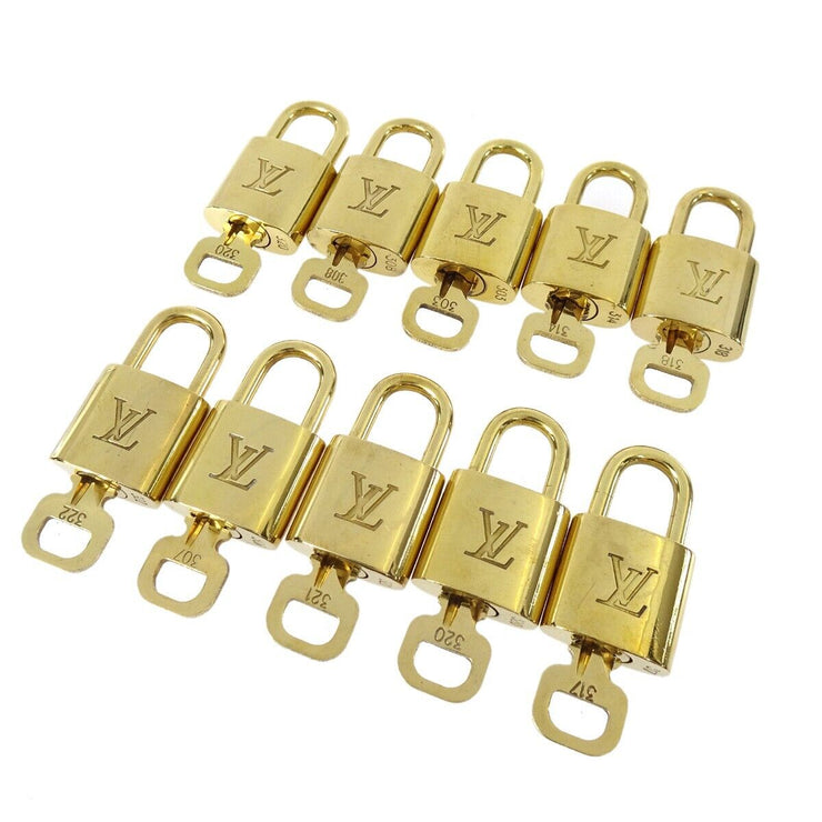 LOUIS VUITTON Padlock & Key Bag Accessories Charm 10 Piece Set Gold 50810