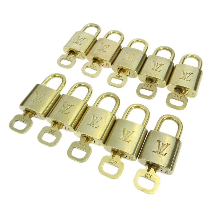 LOUIS VUITTON Padlock & Key Bag Accessories Charm 10 Piece Set Gold 70353