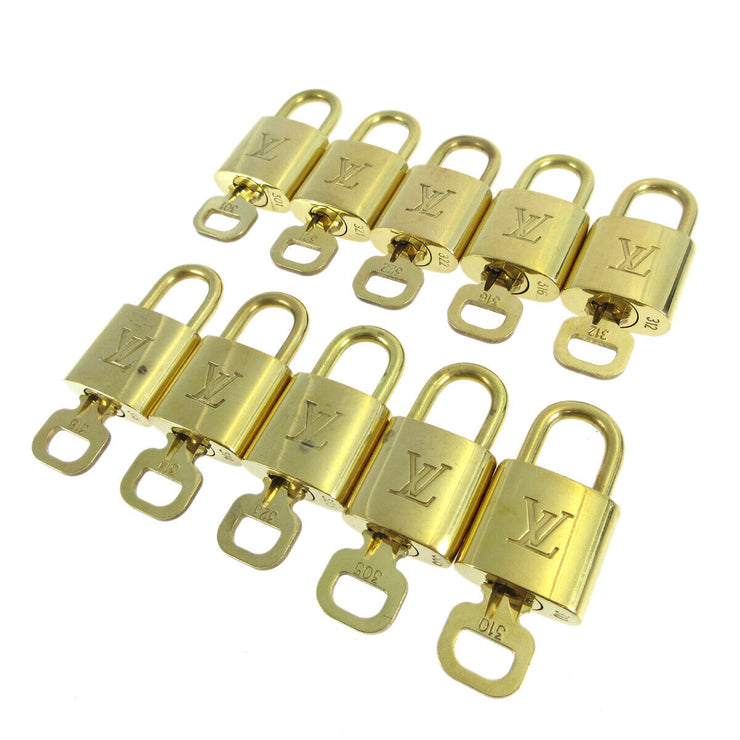 LOUIS VUITTON Padlock & Key Bag Accessories Charm 10 Piece Set Gold 10134