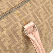 FENDI Zucca Pattern Boston Travel Hand Bag Beige Pink Canvas Leather 21529