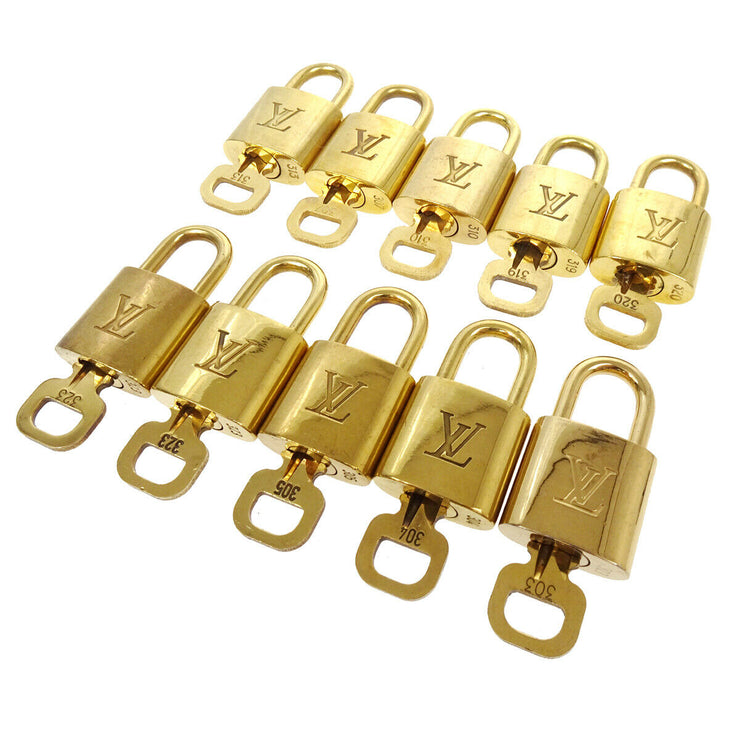 LOUIS VUITTON Padlock & Key Bag Accessories Charm 10 Piece Set Gold 39632