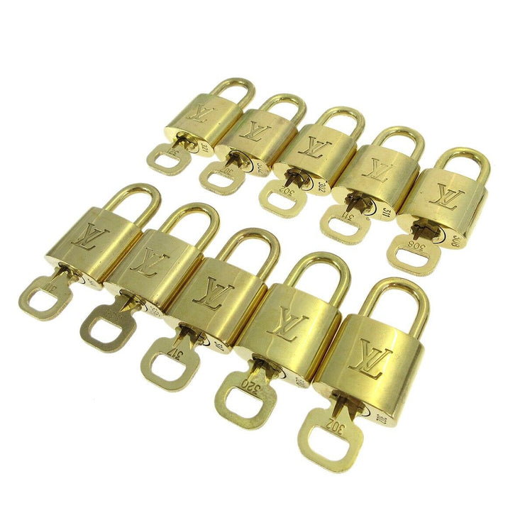 LOUIS VUITTON Padlock & Key Bag Accessories Charm 10 Piece Set Gold 50388
