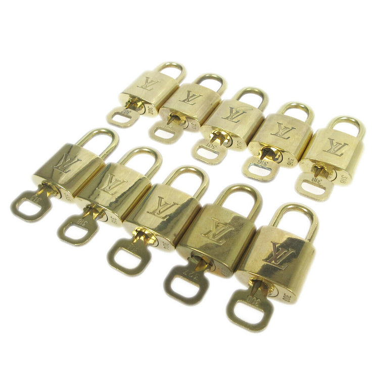 LOUIS VUITTON Padlock & Key Bag Accessories Charm 10 Piece Set Gold 82219