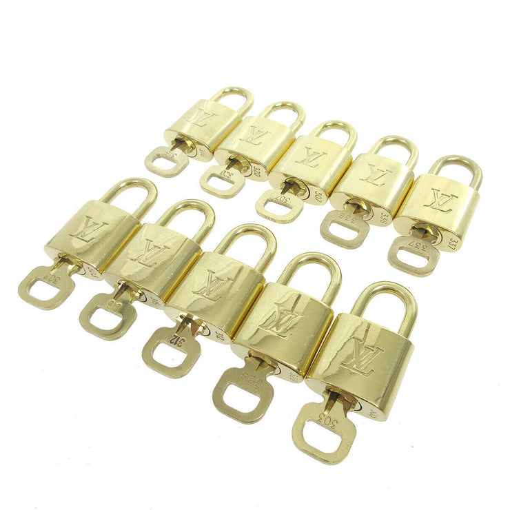 LOUIS VUITTON Padlock & Key Bag Accessories Charm 10 Piece Set Gold 35935
