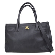 CHANEL Executive 2way Tote Handbag Black Caviar Skin 10768774 47743