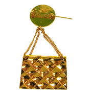 CHANEL Vintage Bag Motif Brooch Pin Corsage Gold-Tone AK26073d