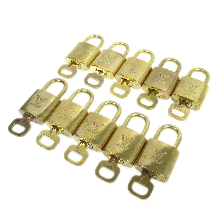 LOUIS VUITTON Padlock & Key Bag Accessories Charm 10 Piece Set Gold 91916