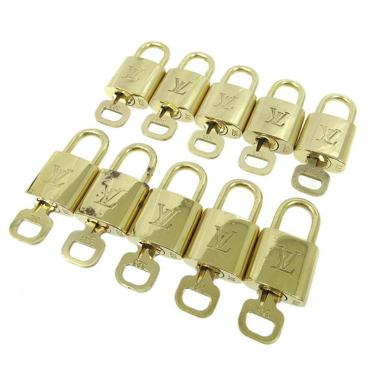 LOUIS VUITTON Padlock & Key Bag Accessories Charm 10 Piece Set Gold 72975