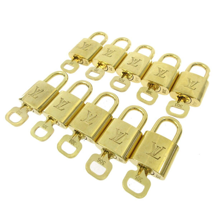 LOUIS VUITTON Padlock & Key Bag Accessories Charm 10 Piece Set Gold 42432
