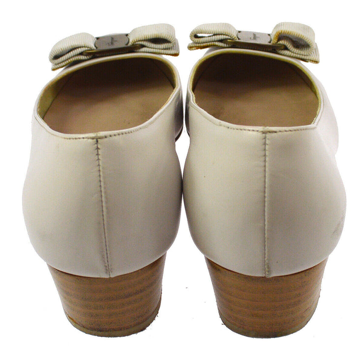 Salvatore Ferragamo Vara Bow Shoes Pumps Gray #6 C Vintage AK38109c