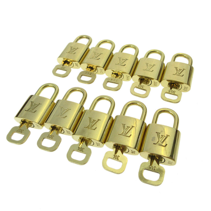 LOUIS VUITTON Padlock & Key Bag Accessories Charm 10 Piece Set Gold 60094