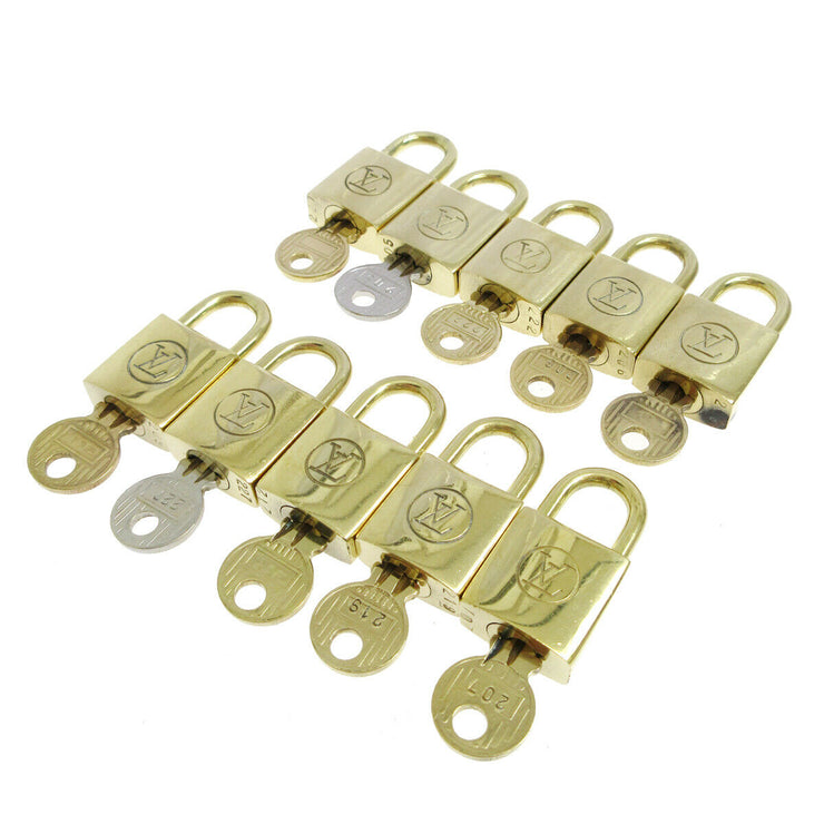 LOUIS VUITTON Padlock & Key Bag Accessories Charm 10 Piece Set Gold 35659