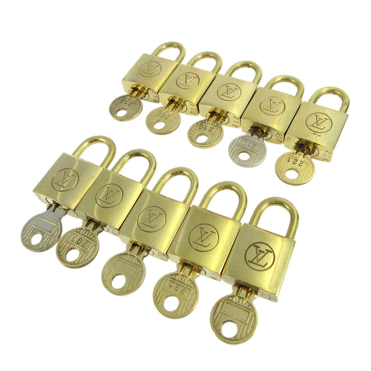 LOUIS VUITTON Padlock & Key Bag Accessories Charm 10 Piece Set Gold 10132