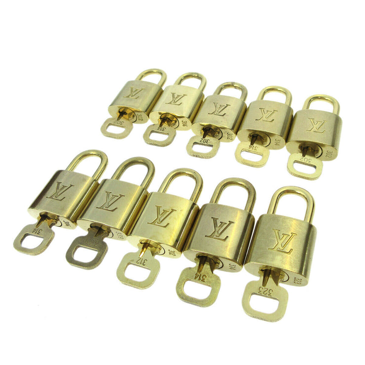 LOUIS VUITTON Padlock & Key Bag Accessories Charm 10 Piece Set Gold 90638