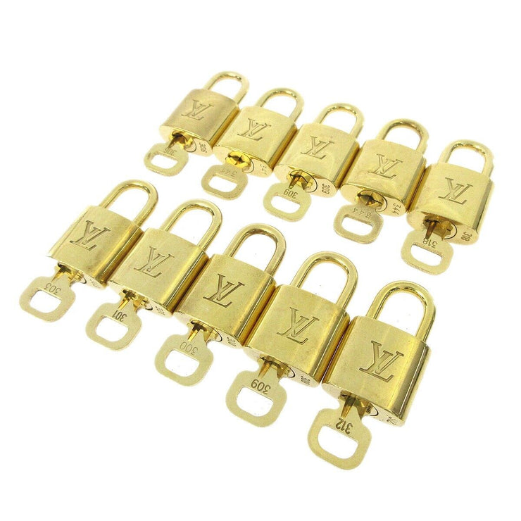 LOUIS VUITTON Padlock & Key Bag Accessories Charm 10 Piece Set Gold 11333