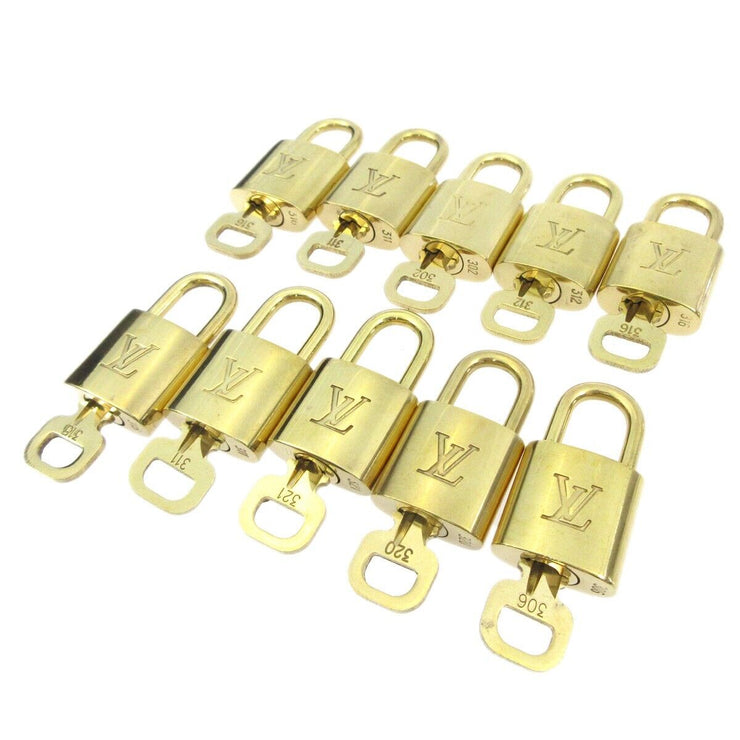 LOUIS VUITTON Padlock & Key Bag Accessories Charm 10 Piece Set Gold 21259