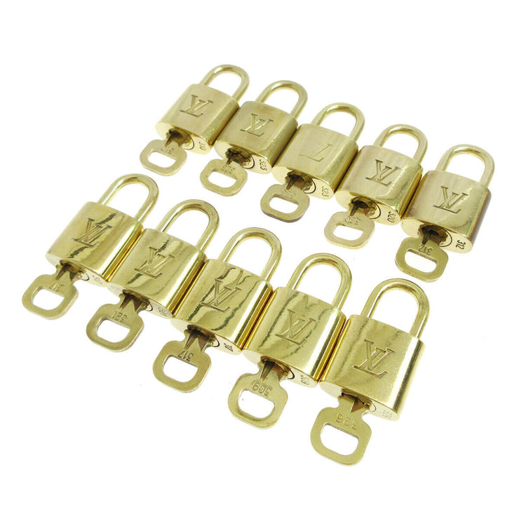 LOUIS VUITTON Padlock & Key Bag Accessories Charm 10 Piece Set Gold 33716