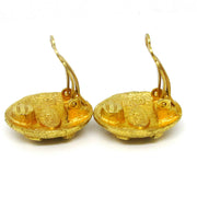 CHANEL CC Logos Button Motif Earrings Gold-Tone Clip-On 29 Accessories AK38343e