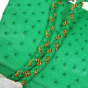 BALLY Shell Metal Chain Shoulder Bag Purse Green Embossed Leather VTG 04885