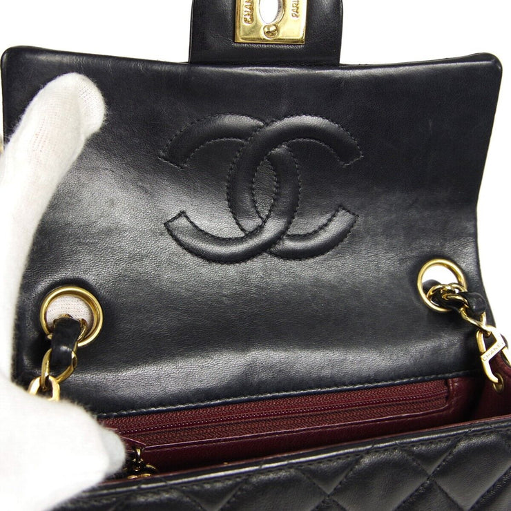 CHANEL Classic Flap Mini Square Chain Shoulder Bag Black Lambskin 6283394 26696