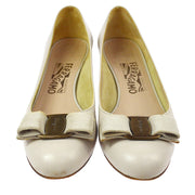 Salvatore Ferragamo Vara Bow Shoes Pumps Gray #6 C Vintage AK38109c