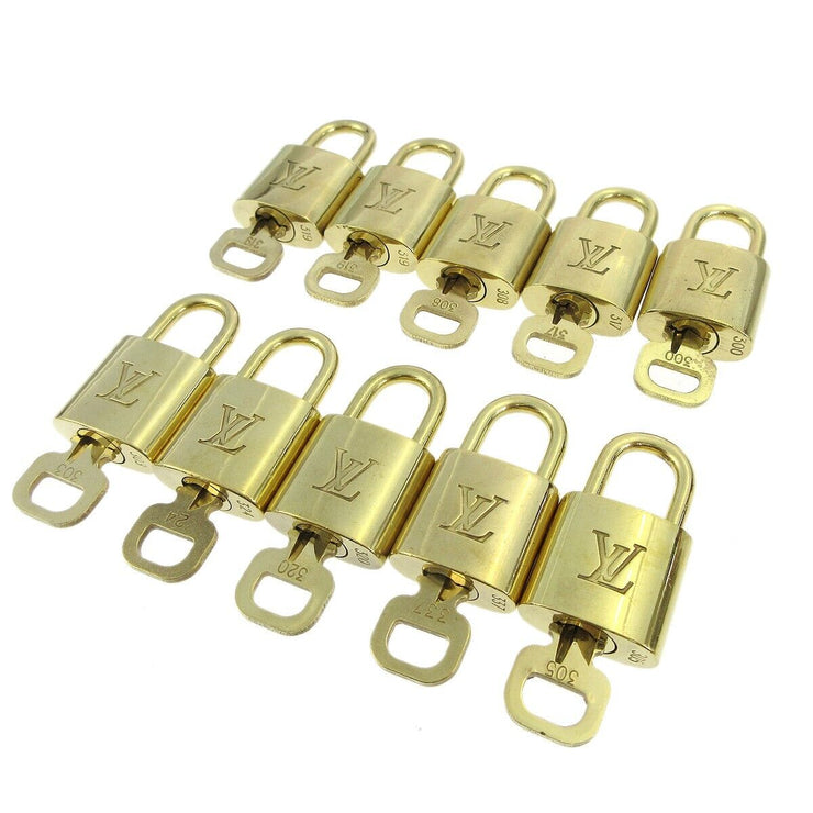 LOUIS VUITTON Padlock & Key Bag Accessories Charm 10 Piece Set Gold 20663