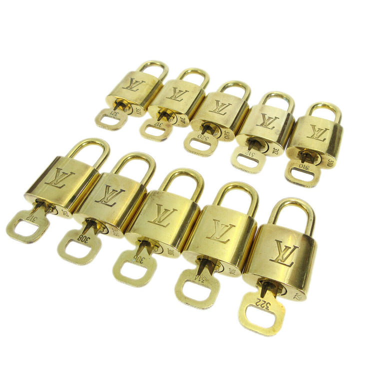LOUIS VUITTON Padlock & Key Bag Accessories Charm 10 Piece Set Gold 83688