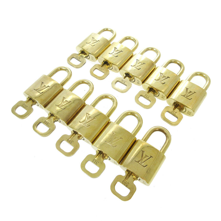 LOUIS VUITTON Padlock & Key Bag Accessories Charm 10 Piece Set Gold 42258