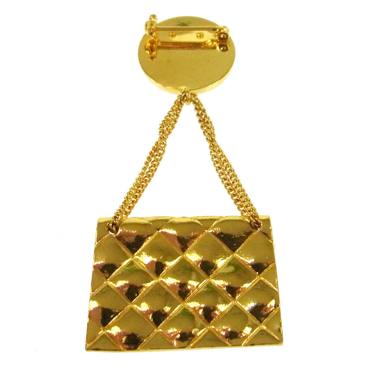 CHANEL Vintage CC Bag Motif Brooch Pin Gold Corsage Accessories AK35524b