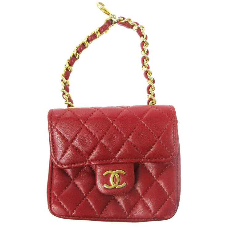 CHANEL CC Quilted Multi Pouch Bag Chain Belt Accessories Red Leather GS01632e