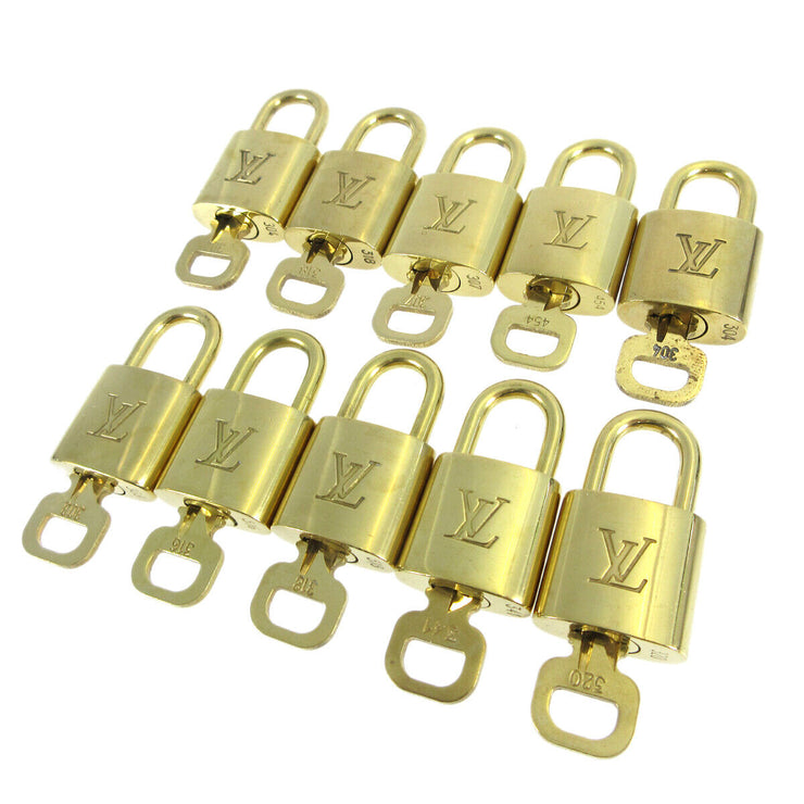 LOUIS VUITTON Padlock & Key Bag Accessories Charm 10 Piece Set Gold 11015