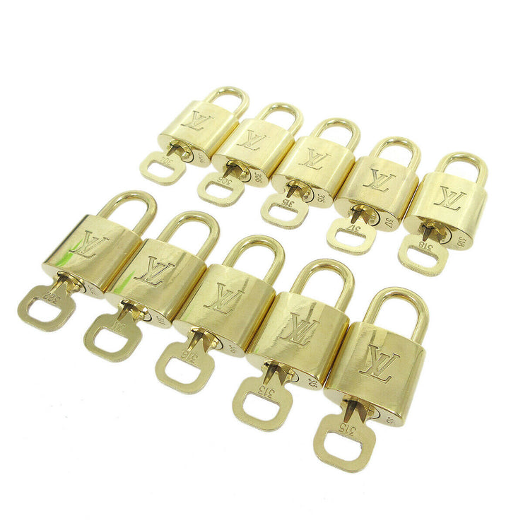 LOUIS VUITTON Padlock & Key Bag Accessories Charm 10 Piece Set Gold 35670