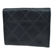 CHANEL CC Logos Bicolore Quilted Coin Wallet Black Satin 82614