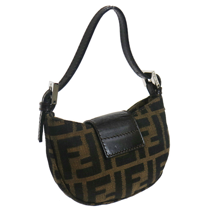 FENDI Zucca Mini Hand Bag Purse Brown Canvas Leather Italy 39865
