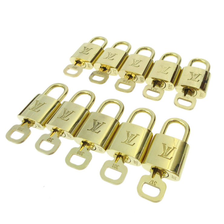 LOUIS VUITTON Padlock & Key Bag Accessories Charm 10 Piece Set Gold 90047