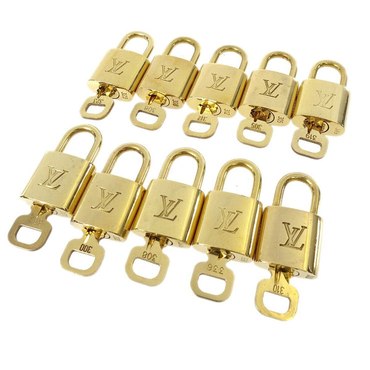 LOUIS VUITTON Padlock & Key Bag Accessories Charm 10 Piece Set Gold 50836
