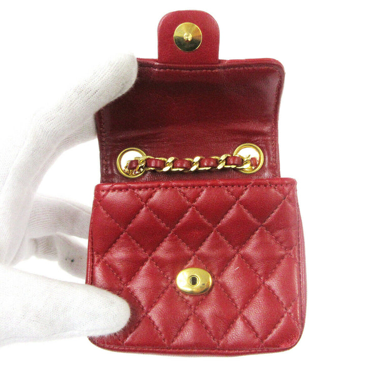 CHANEL CC Quilted Multi Pouch Bag Chain Belt Accessories Red Leather GS01632e