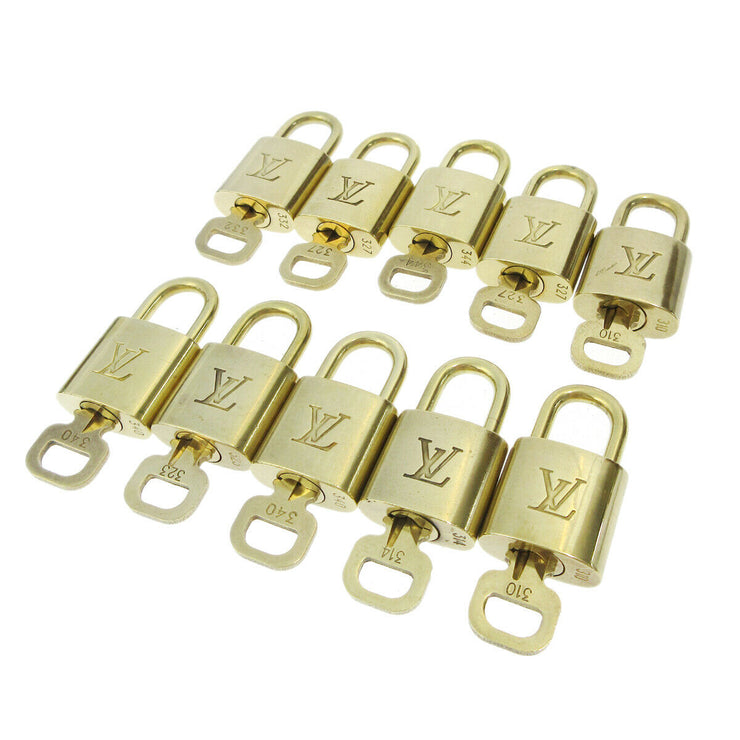 LOUIS VUITTON Padlock & Key Bag Accessories Charm 10 Piece Set Gold 90785