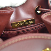 CARTIER Must De Cartier Drawstring Shoulder Bag Bordeaux Leather Spain 44731