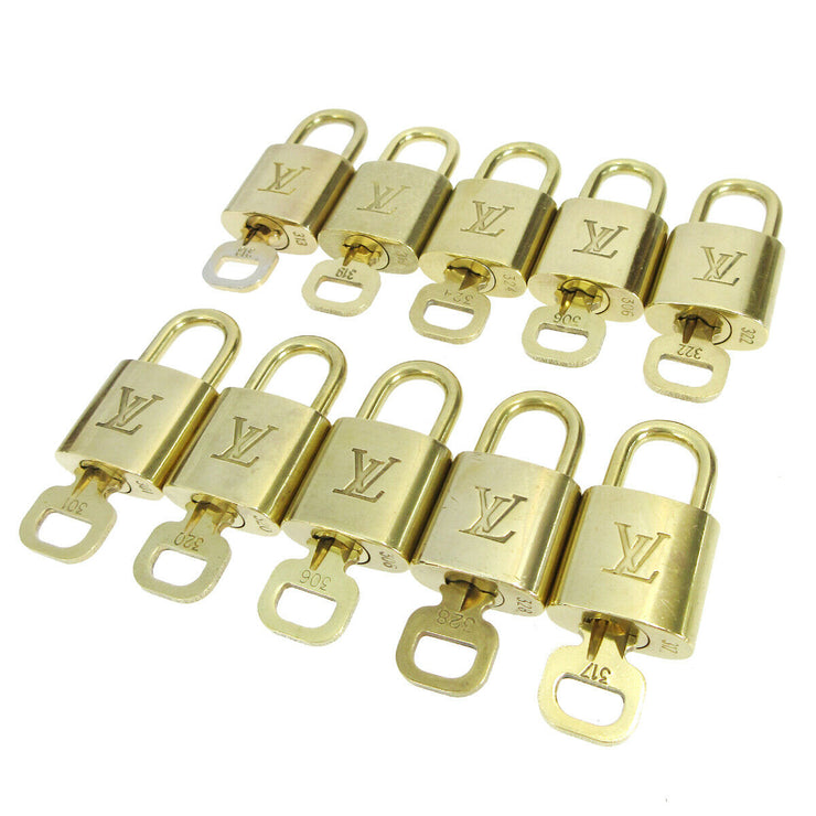 LOUIS VUITTON Padlock & Key Bag Accessories Charm 10 Piece Set Gold 71140