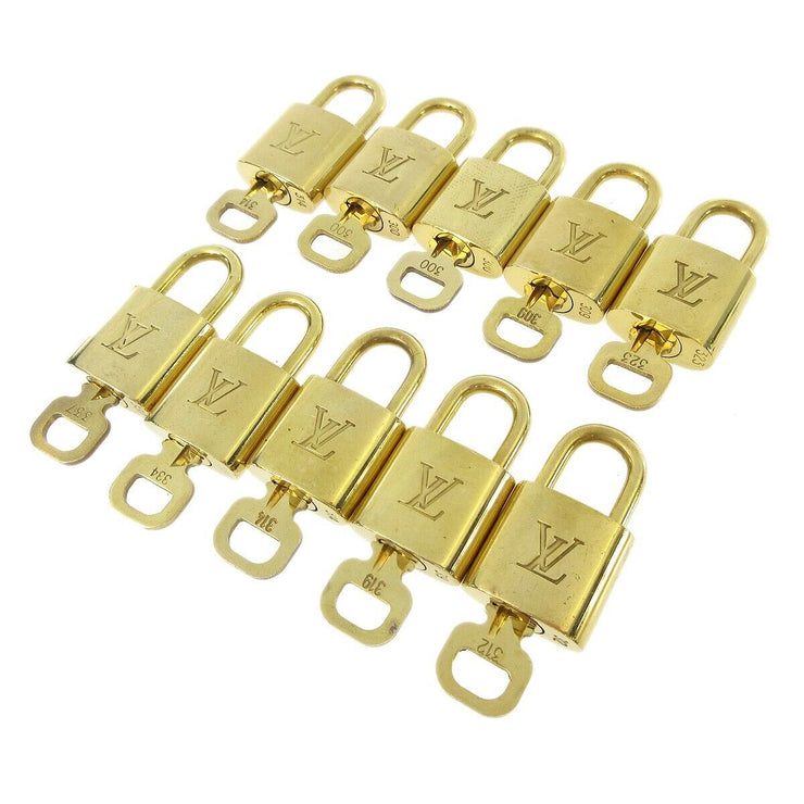 LOUIS VUITTON Padlock & Key Bag Accessories Charm 10 Piece Set Gold 50838