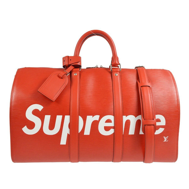 LOUIS VUITTON X SUPREME LIMITED EDITION RED EPI DUFFLE KEEPALL 45